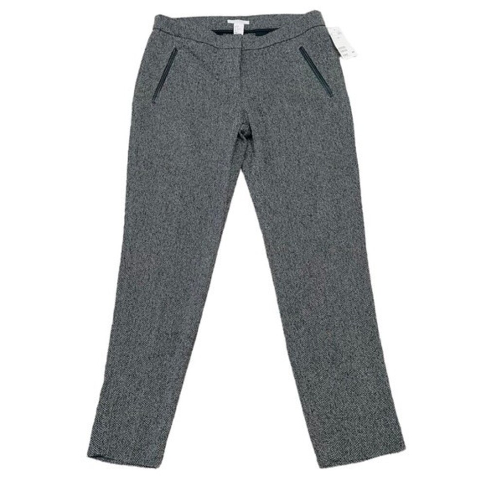 NWT H&M Tweed look Pants with Faux Leather Piping Size 8